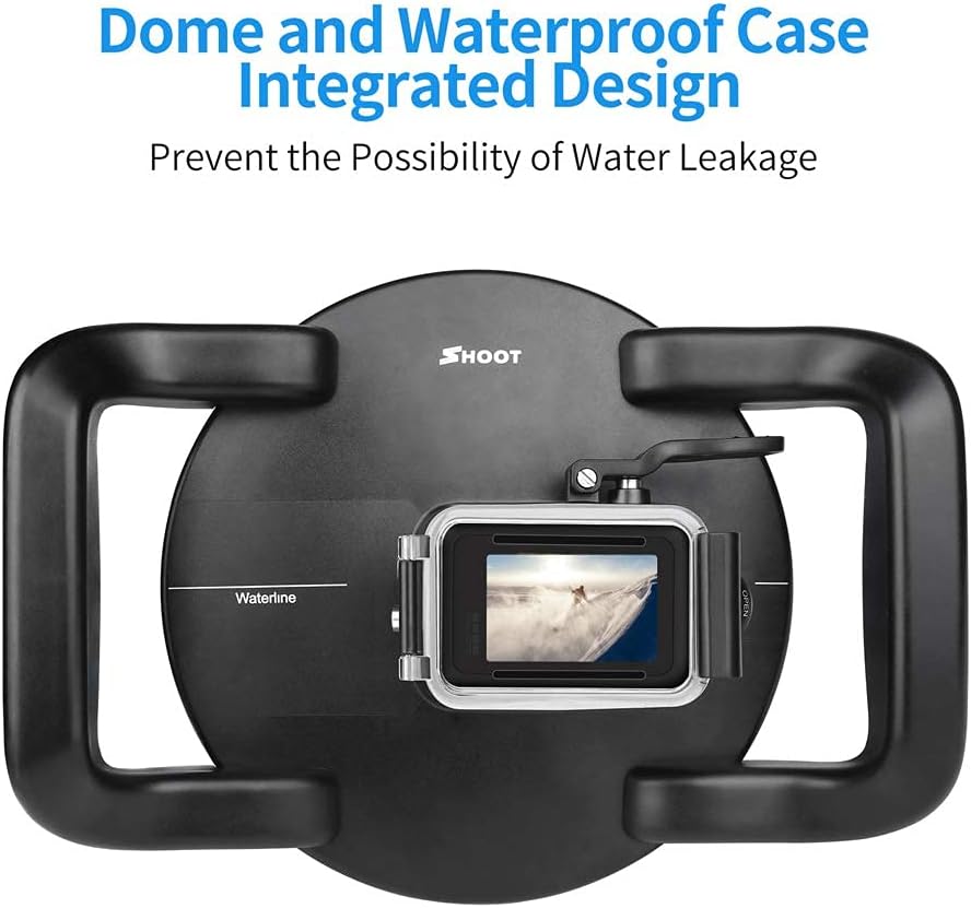 D&F Dual Handles Dome Port for GoPro Hero 8 Black, 45m Waterproof Housing M9459