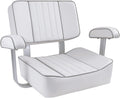 Captains Boat Seat With Arm Rest，Grey Piping