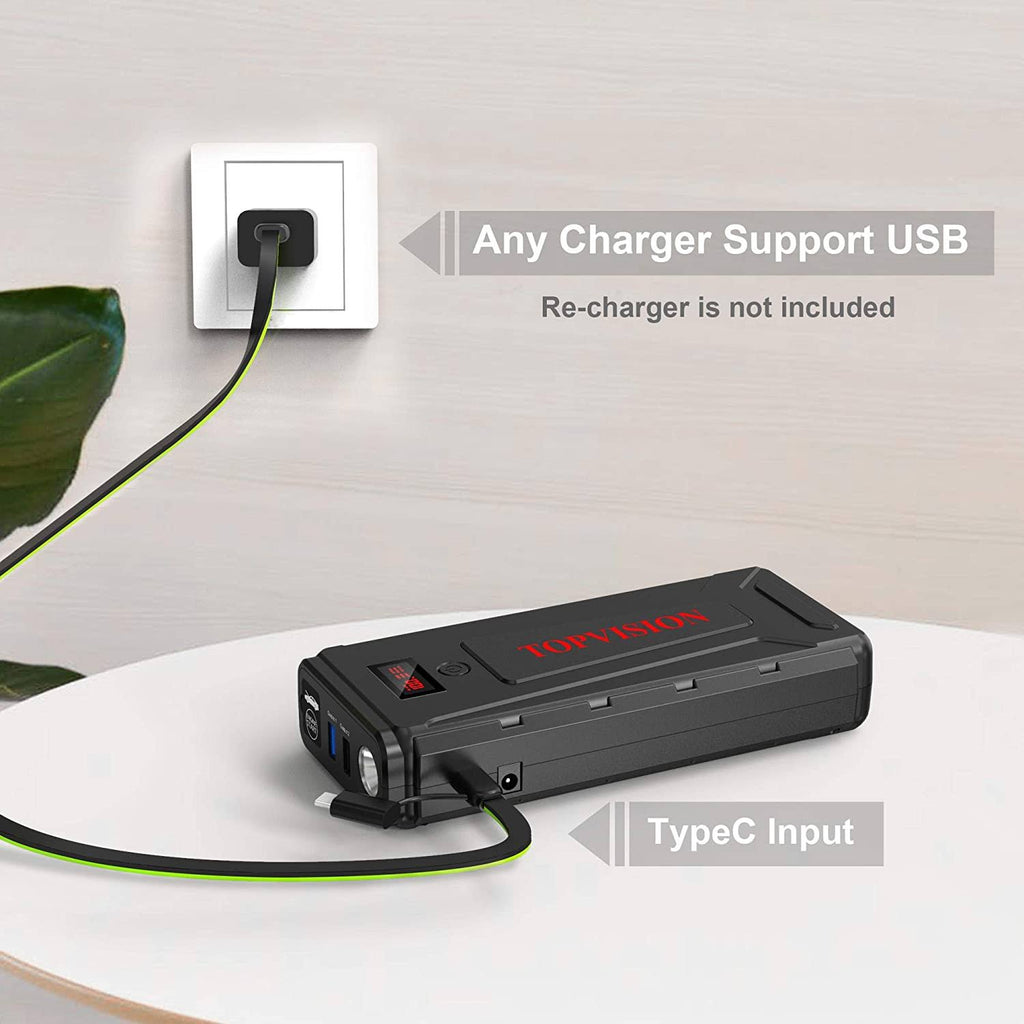 Topvision 2200A Peak 20800mAh Portable Car Battery Starter with USB Quick Charge 3.0 R63530
