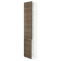 IKEA - SEKTION High Cabinet with shelves/2 Doors, white/Voxtorp Walnut Effect, 18x15x90 29339425