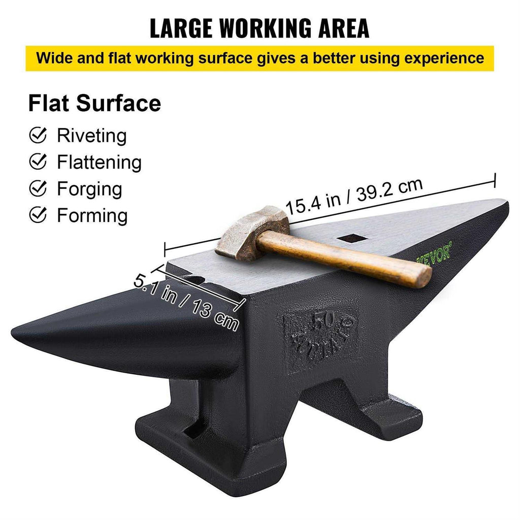 VEVOR Cast Iron Anvil 110 Lbs Single Horn with Stable Base P2613