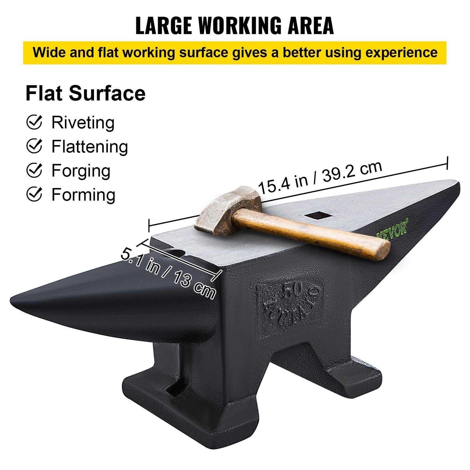 VEVOR Cast Iron Anvil 110 Lbs Single Horn with Stable Base P2613