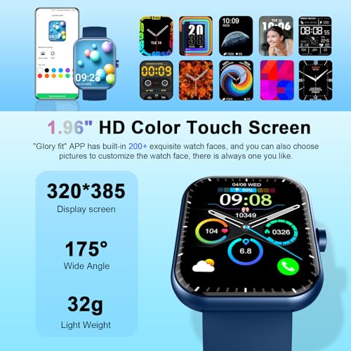 Smart Watch 1.96 HD Fitness Tracker with Heart Rate Monitor for Men Women X2198