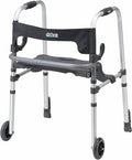 Drive Medical Clever-Lite LS Rollator Walker with Seat and Push Down Brakes