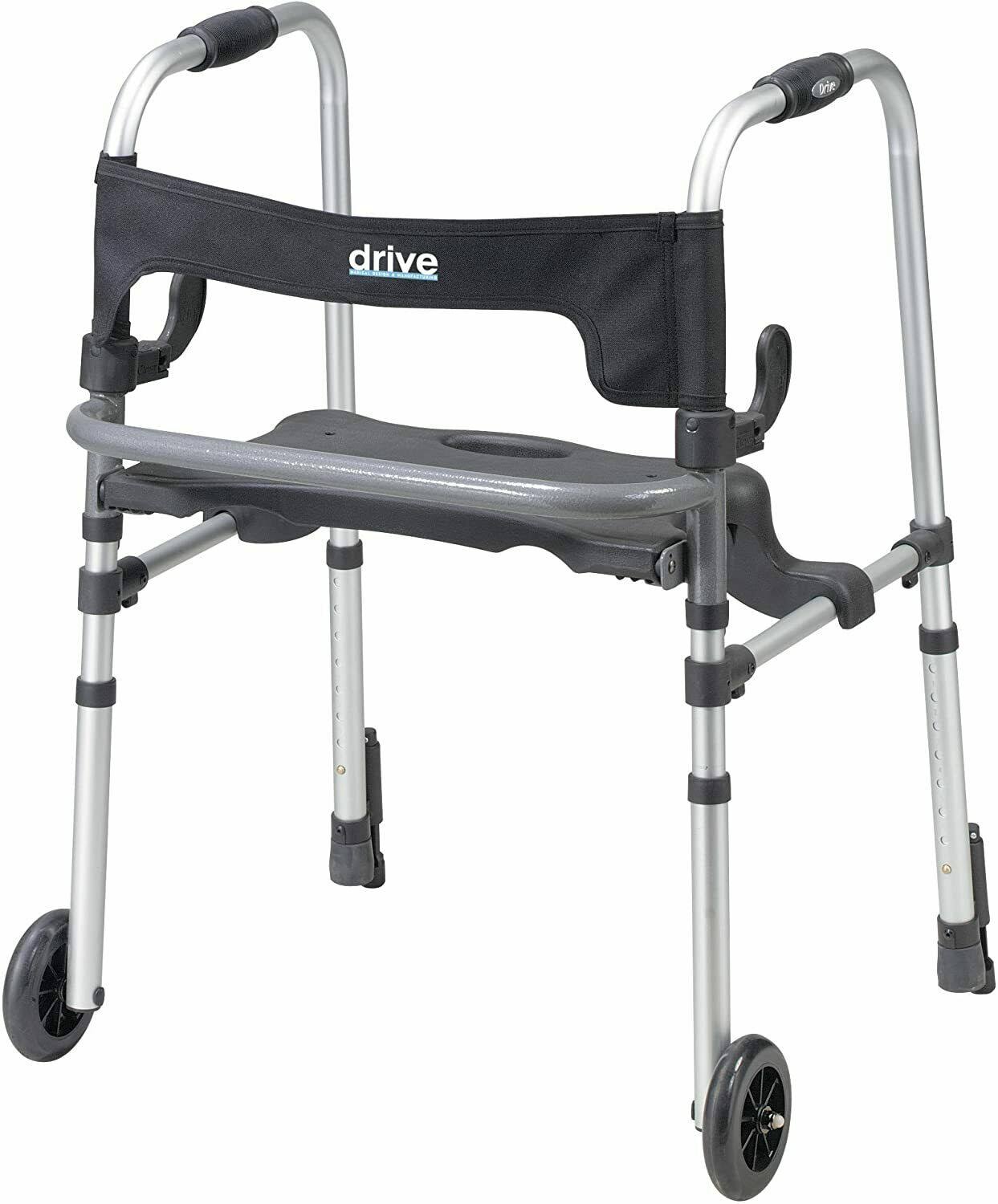 Drive Medical Clever-Lite LS Rollator Walker with Seat and Push Down Brakes