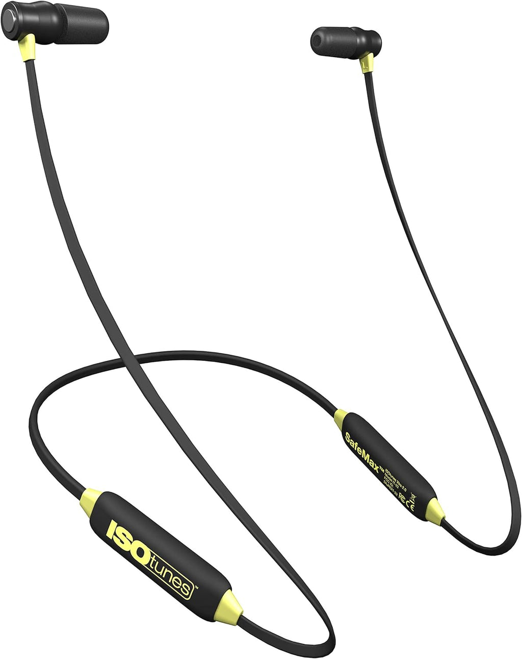 ISOtunes XTRA 2.0 Earplug Earbuds Bluetooth Hearing Protection, 27 dB NRR, Black & Yellow O834