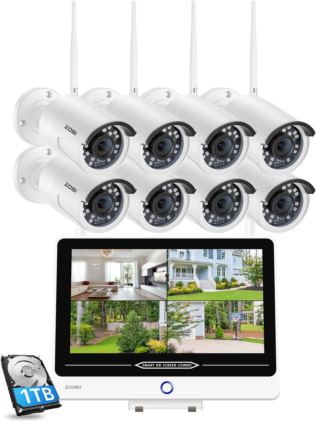 ZOSI 5MP Lite Home Security Camera System with 8 Channel DVR and 8 Weatherproof Cameras W174507
