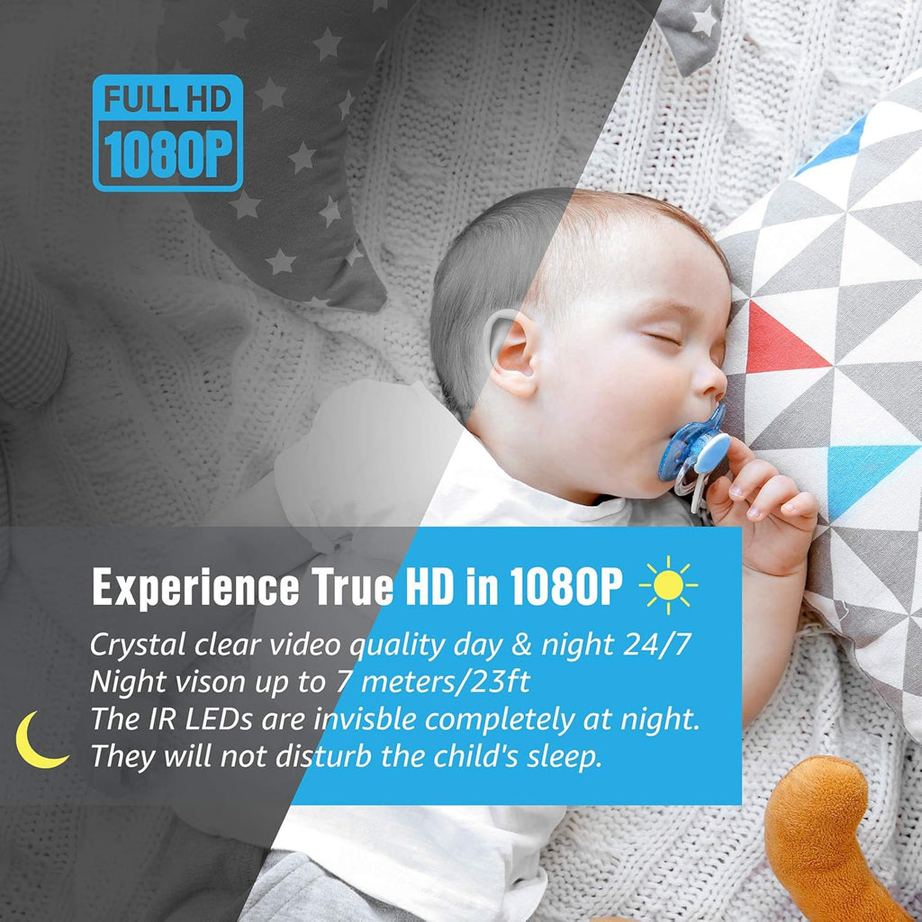 Wireless Security Camera 1080P Pan/Tilt/Zoom WiFi Indoor Nanny Cam G2085