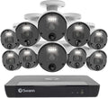 Swann Security Camera System CCTV, 10 Camera 16 Channels POE NVR Master 4K Upscale Video Wired Surveillance, Indoor Outdoor, Night Vision, Heat Motion Detection, SWNVK-1676810