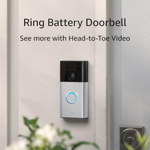 Ring Battery Doorbell, Head-to-Toe Video, Two-Way Talk, Motion Detection, Satin Nickel G156985