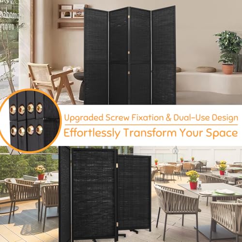 Bamboo Room Divider Folding Privacy Screen 4 Panel Brown R433280