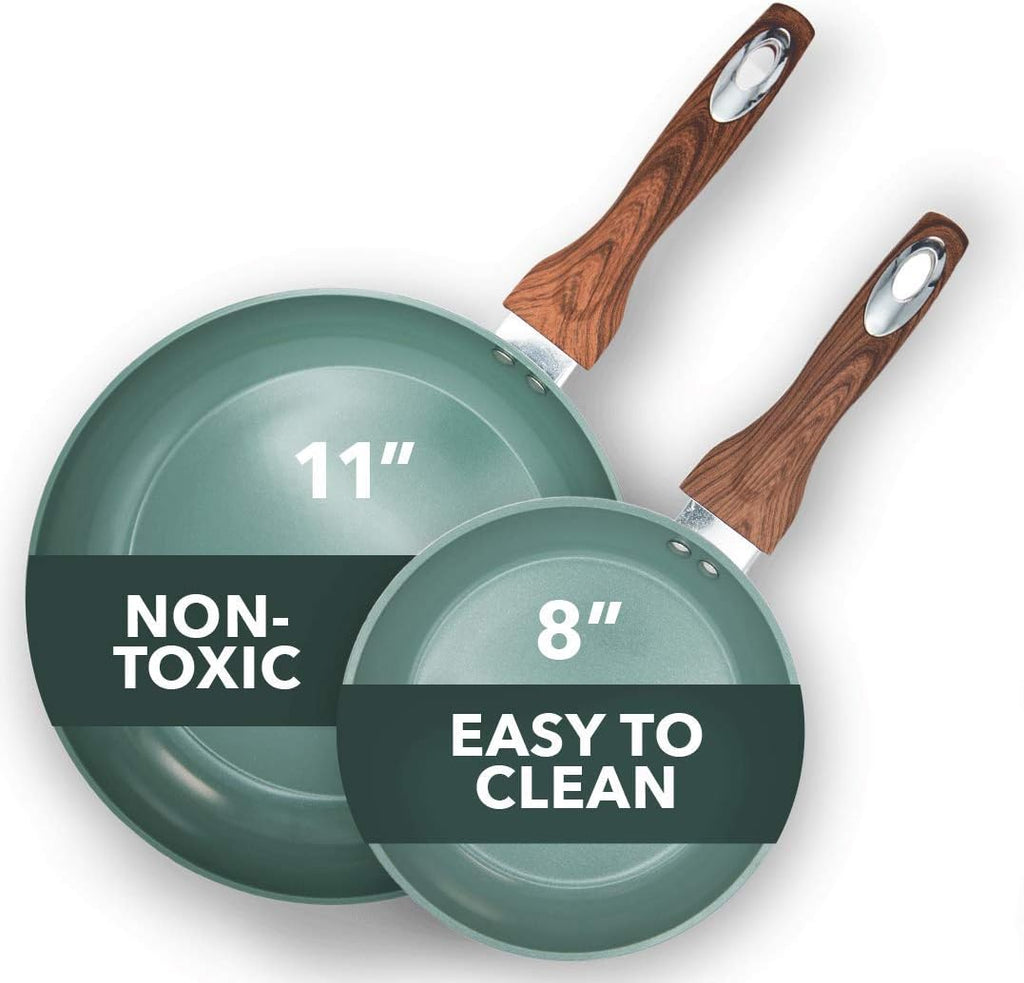 Phantom Chef 8” & 11 Frying Pan Set, Nonstick Ceramic Coating, 2 Piece, Yellow Z700