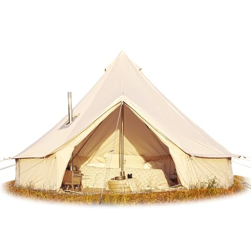 Cotton Canvas Bell Tent Waterproof 4 Season Camping Yurt for 4/6/8 Person A8612