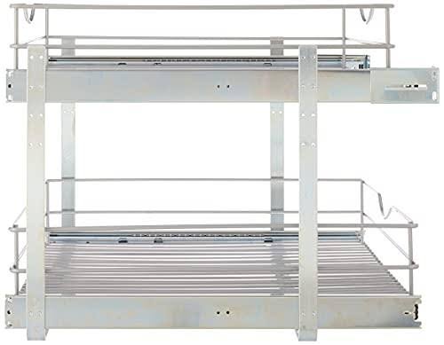 Knape & Vogt Double Tier Pull Out Cabinet Organizer, Frosted Nickel X6022
