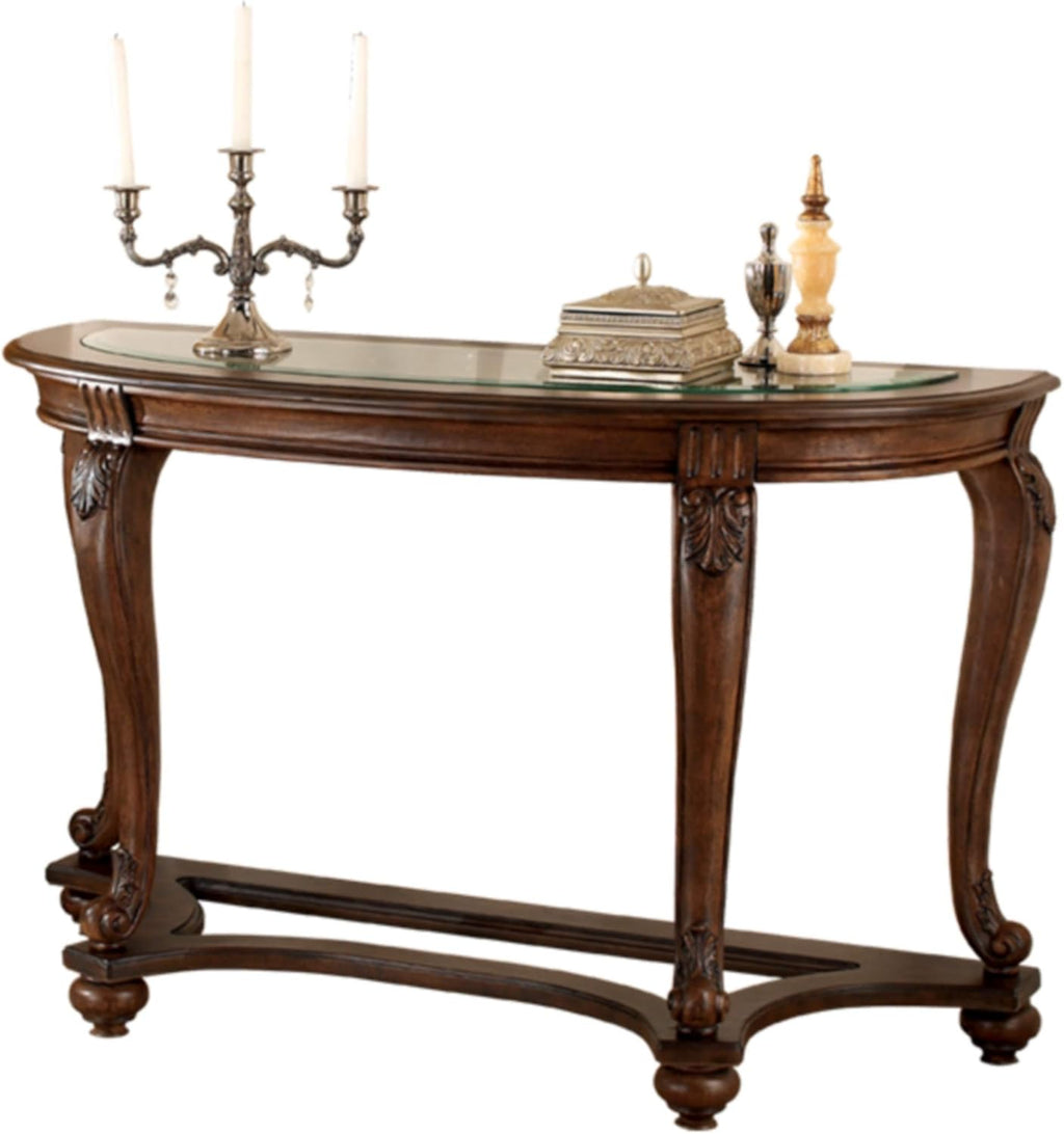 Signature Design by Ashley Norcastle Half Moon Sofa Table, Dark Brown C84106