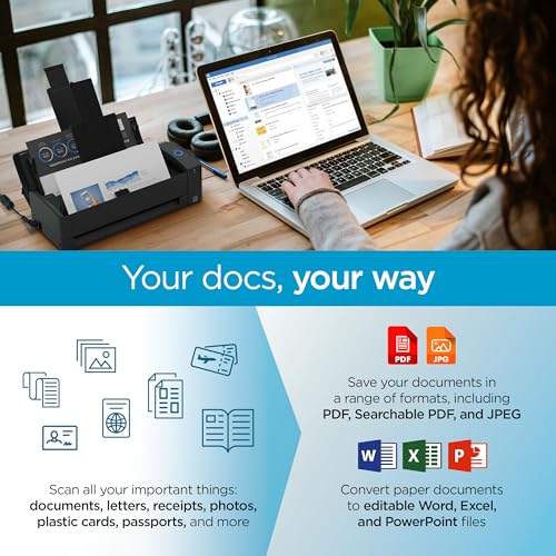 ScanSnap iX1300 Compact Wireless USB Double-Sided Document Scanner, Black T374
