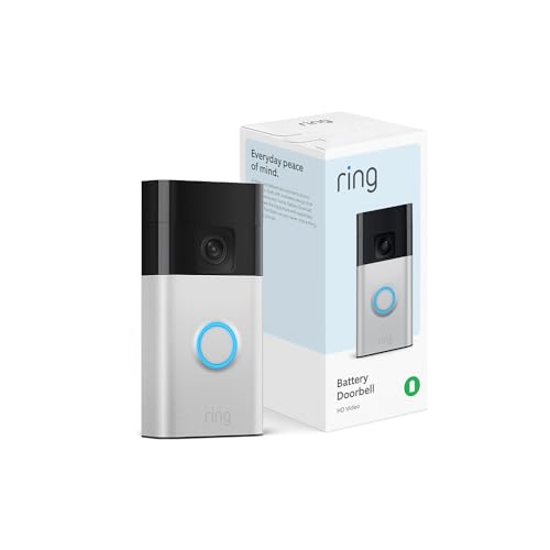 Ring Battery Doorbell, Head-to-Toe Video, Two-Way Talk, Motion Detection, Satin Nickel G156985