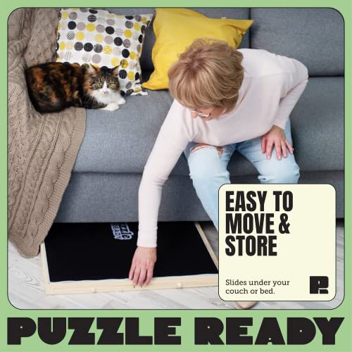 Puzzle Board with Drawers & Cover for 1000 Pieces, Wooden Jigsaw Table with Lazy Susan Spinning Cover X435