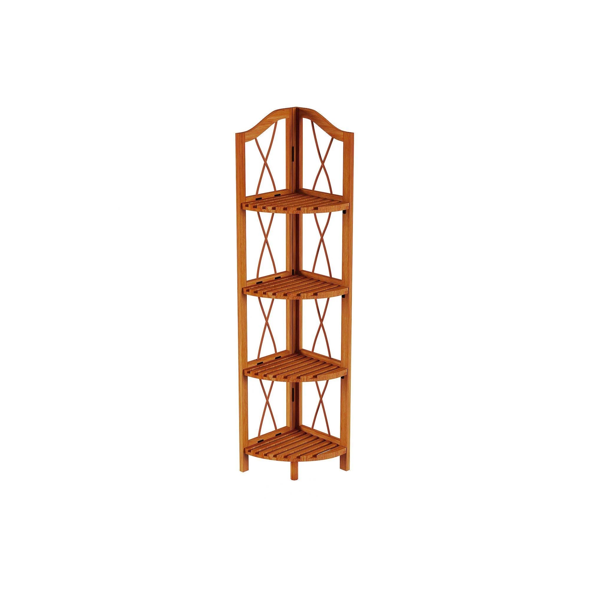 Lavish Home 4-Tier Folding Corner Bookcase V850183