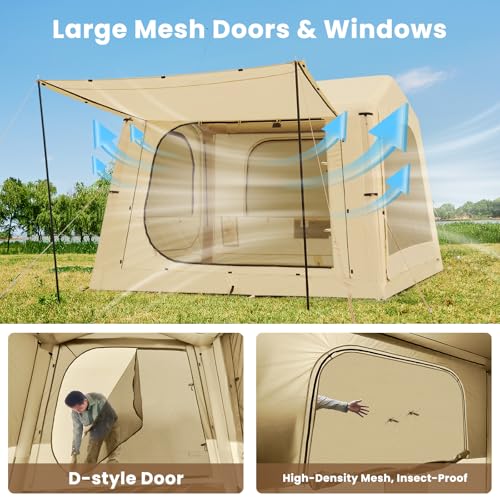 Inflatable Camping Tent with Hand Pump, Waterproof Oxford, 4-6 Person P40923