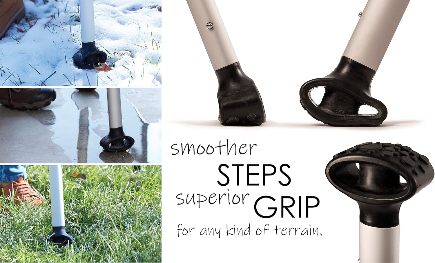 Forearm Crutches for Adults, Adjustable Walking Support, 1 Pair (White) S9446