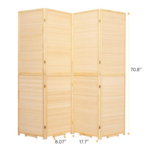 Bamboo Room Divider Folding Privacy Screen 4 Panel Brown R433280