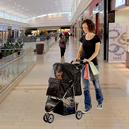 VIVO Black 3 Wheel Foldable Pet Stroller for Cat and Dog H9764