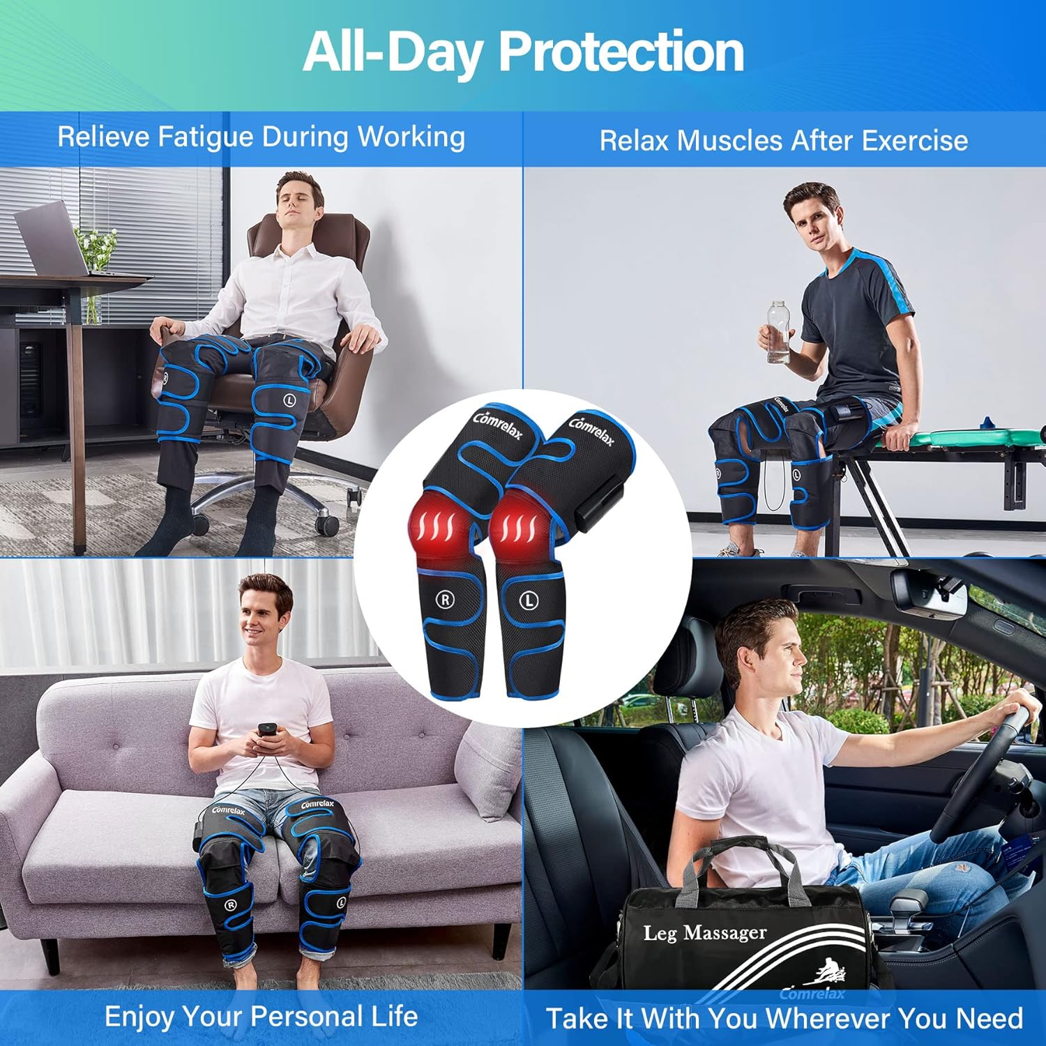 Rechargeable Cordless Leg Massager with Heat, 3 Modes & Intensities L5858