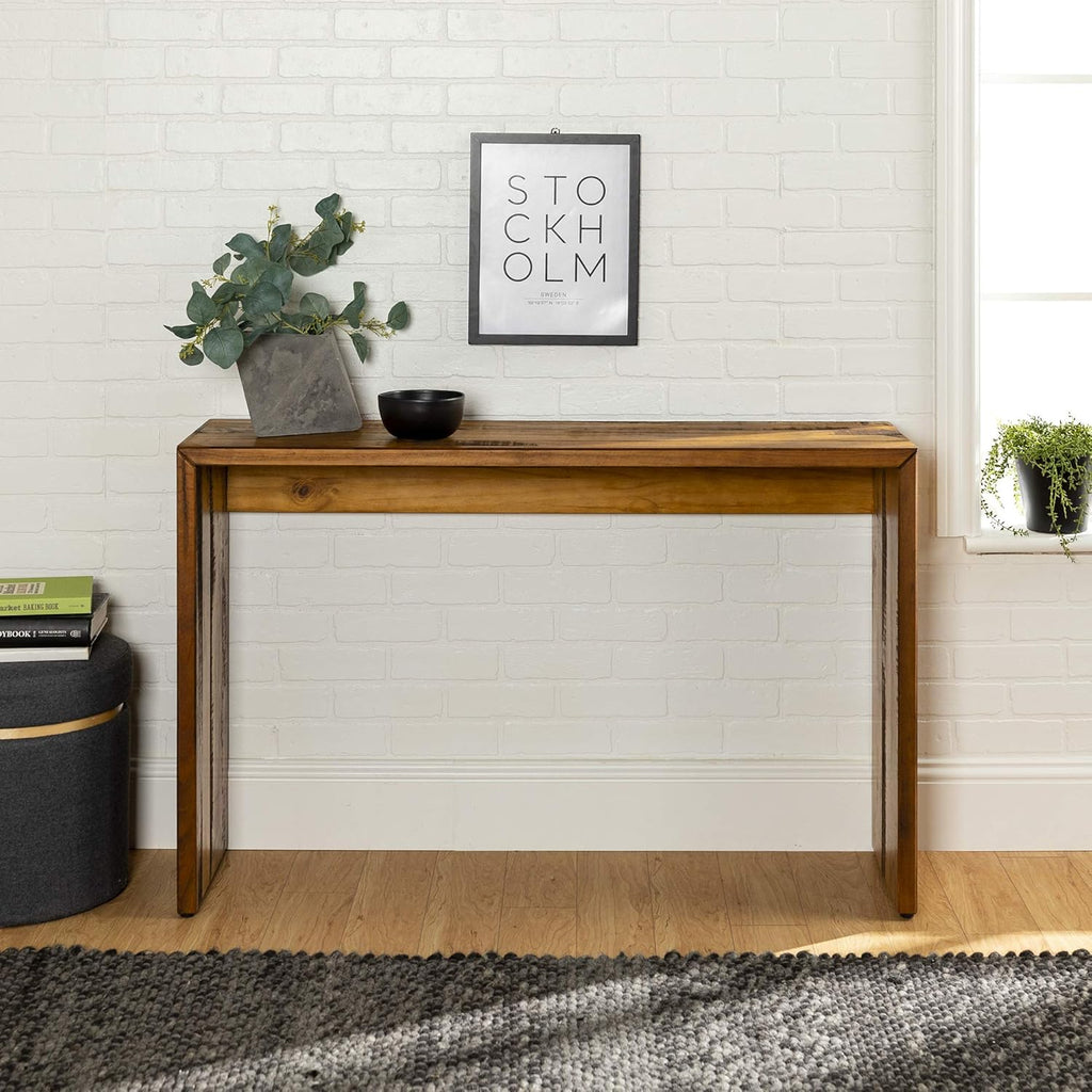 Walker Edison Meier 2 Tier Solid Wood TV Stand for TVs up to 50 Inches, Grey Q6105
