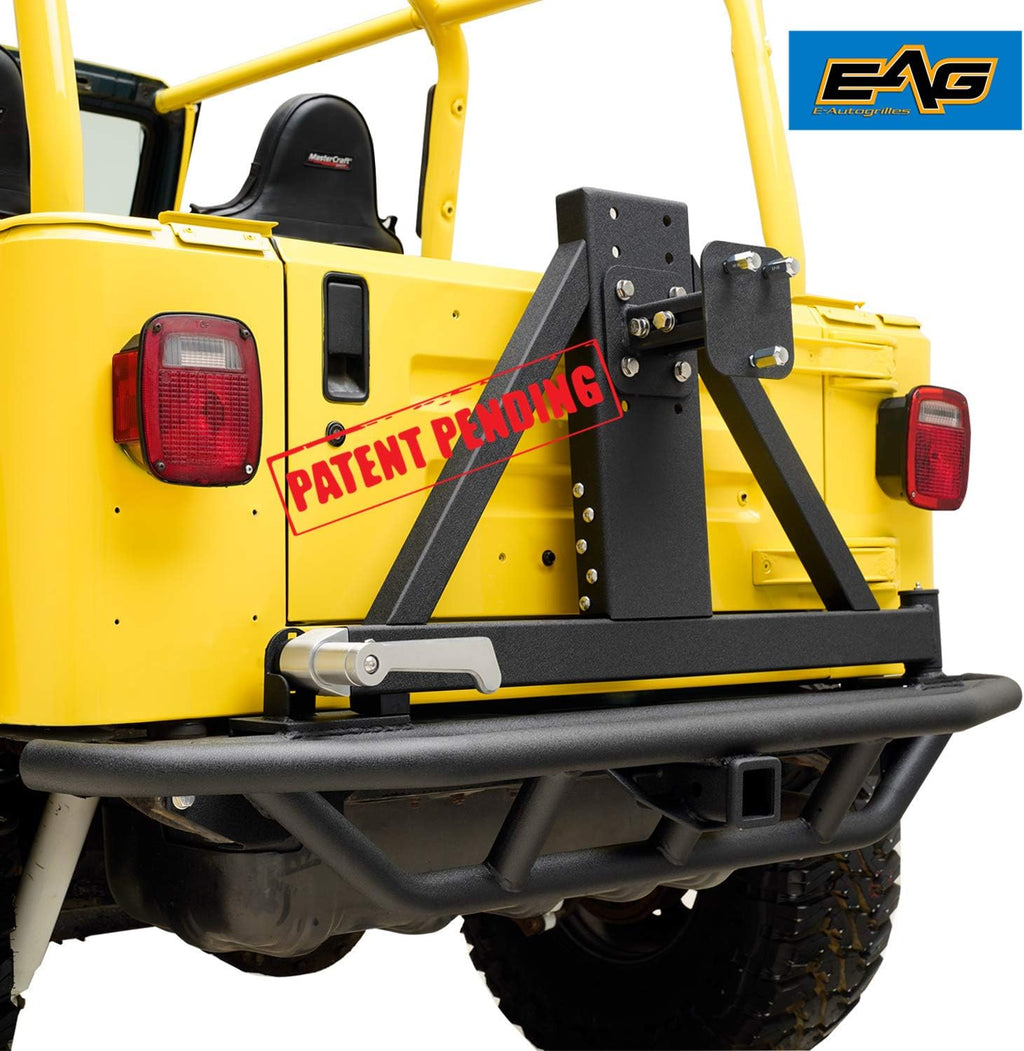 EAG Tubular Rear Bumper with Tire Carrier Black Fit for 87-06 Wrangler TJ YJ