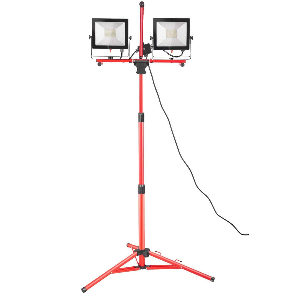 VEVOR Work Light Waterproofed 10000 Lumen Dual-head LED Jobsite Lighting with Adjustable and Foldable Tripod Stand - Shop Hardware Tools Online Store