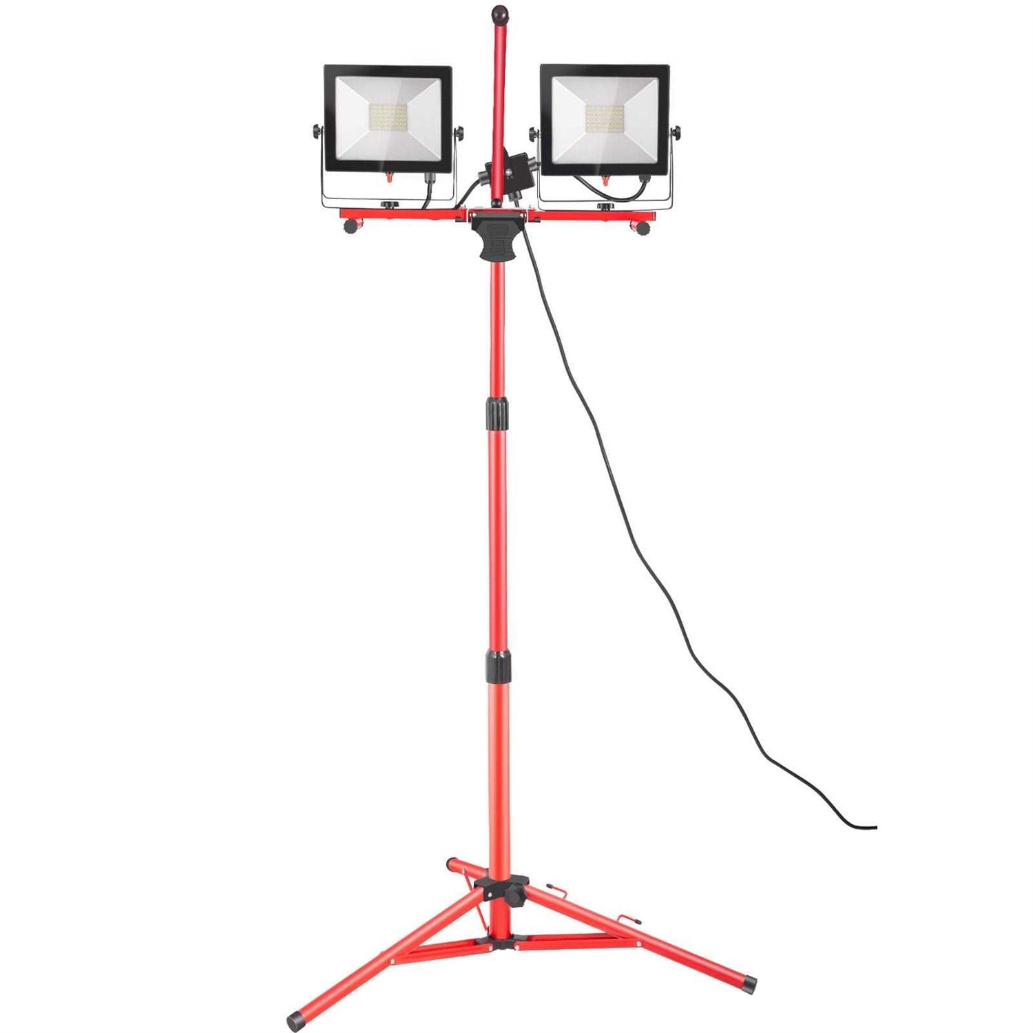 VEVOR Work Light Waterproofed 10000 Lumen Dual-head LED Jobsite Lighting with Adjustable and Foldable Tripod Stand - Shop Hardware Tools Online Store