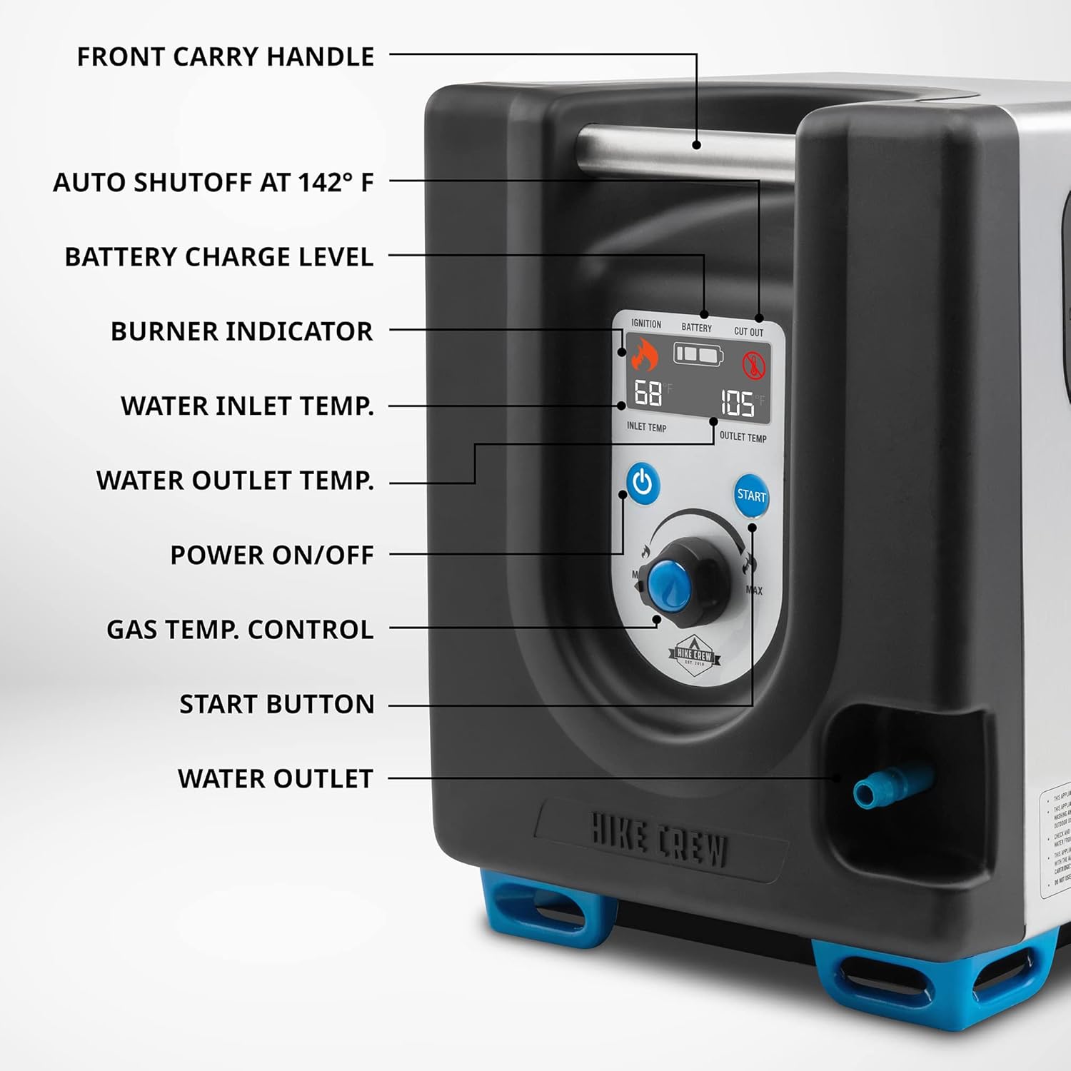 Hike Crew Portable Propane Water Heater & Shower Pump with Battery V555