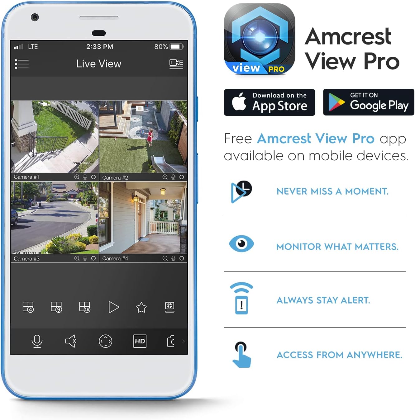 Amcrest 5MP UltraHD Mini AI Outdoor WiFi Security IP Camera with Two-Way Audio, White P410397