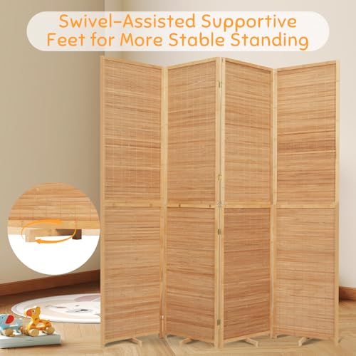 Bamboo Room Divider Folding Privacy Screen 4 Panel Brown R433280