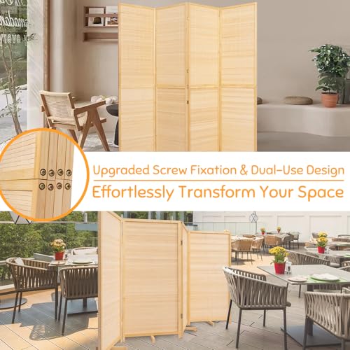 Bamboo Room Divider Folding Privacy Screen 4 Panel Brown R433280