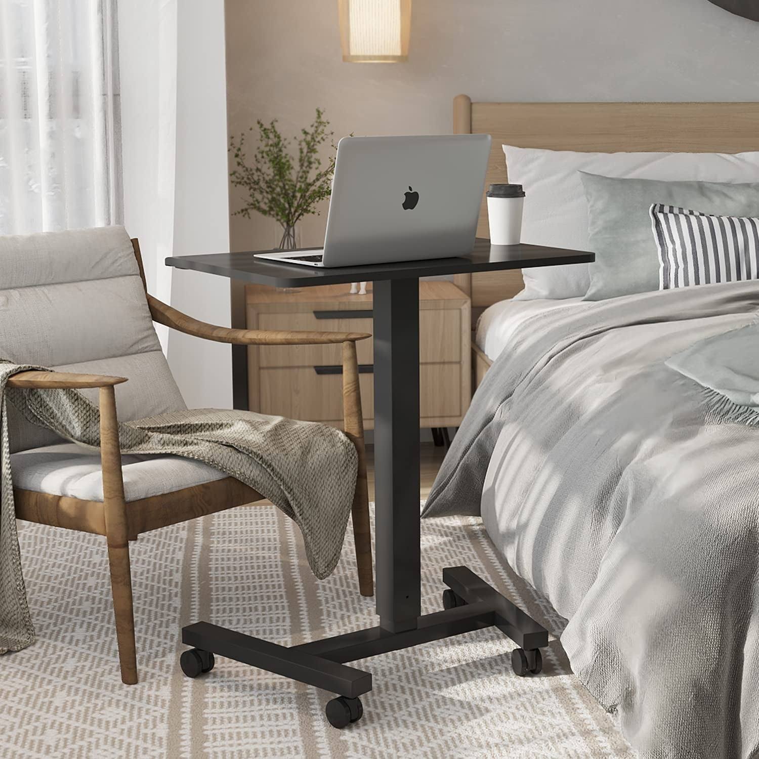 Adjustable Height Mobile Laptop Desk Cart, Black U692