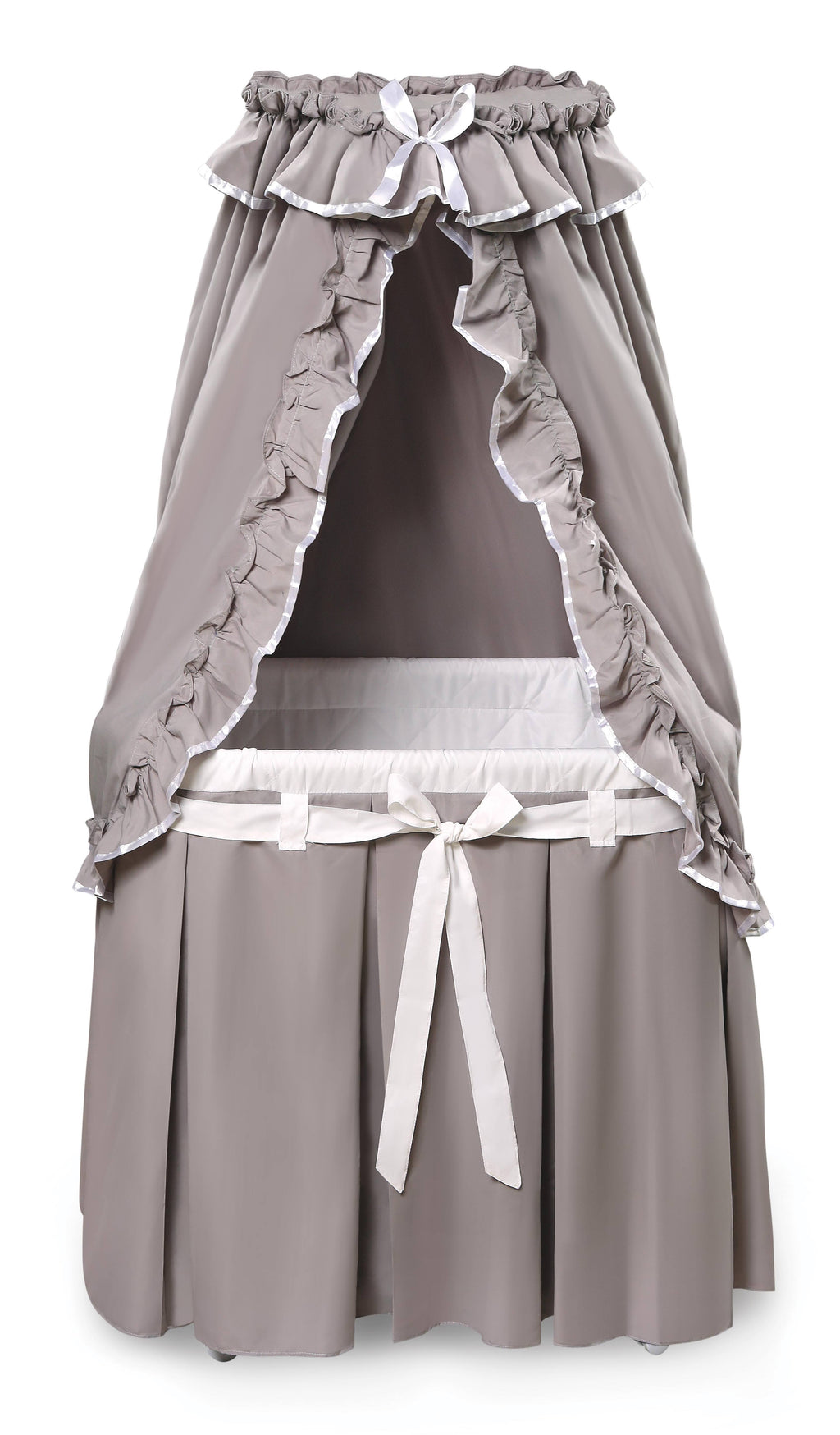 Badger Basket Majesty Baby Bassinet with Canopy Bedding - Gray/White