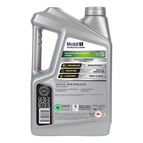 Mobil 1 Advanced Fuel Economy Full Synthetic Motor Oil 0W-20, 5 Quart A306