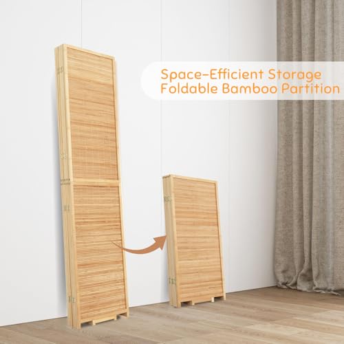 Bamboo Room Divider Folding Privacy Screen 4 Panel Brown R433280