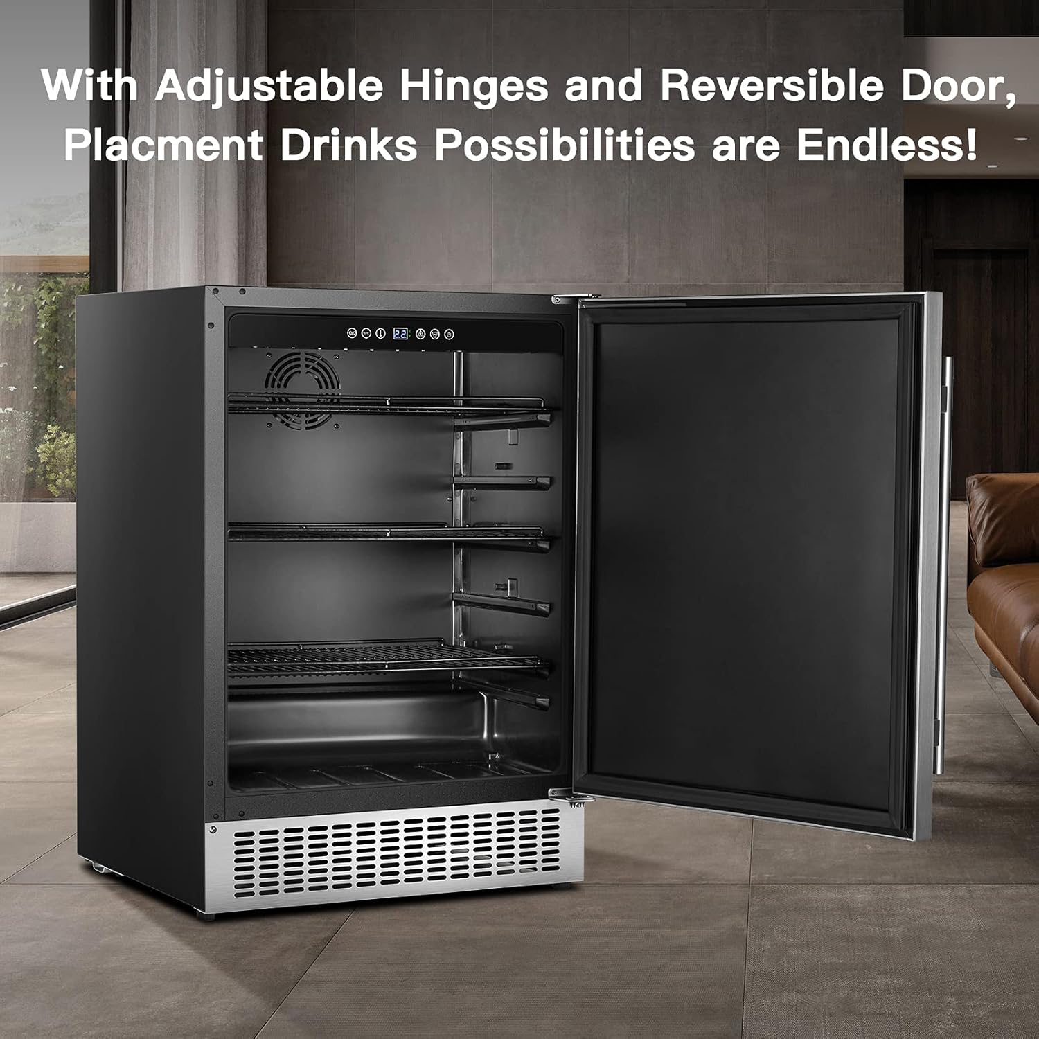 BODEGA Beverage Cooler 24 Inch, Built-in Freestanding Refrigerator, Stainless Steel A517462