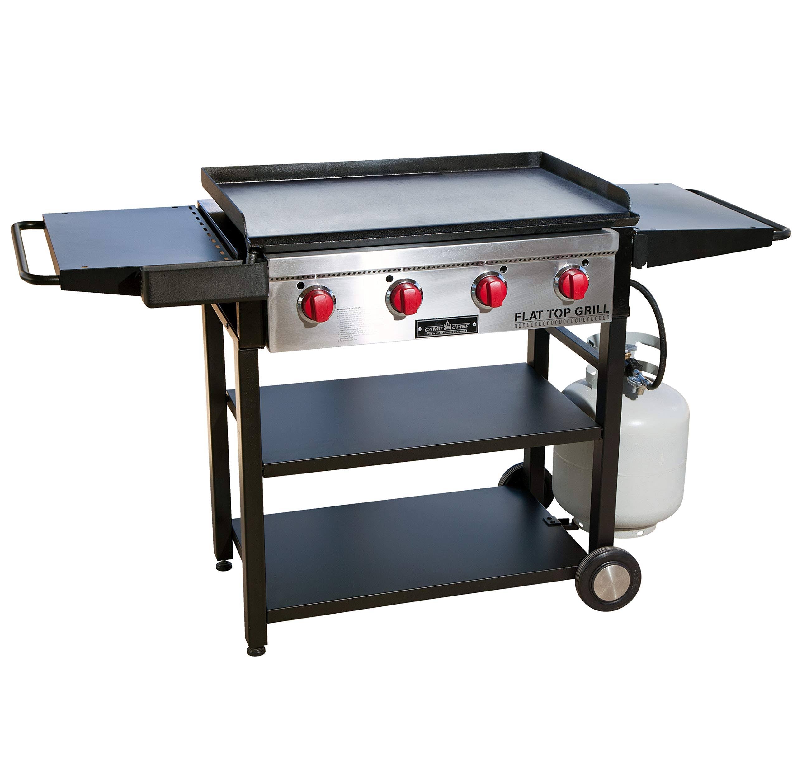 Camp Chef Flat Top 4-Burner Propane Grill and Griddle with Grill Cover