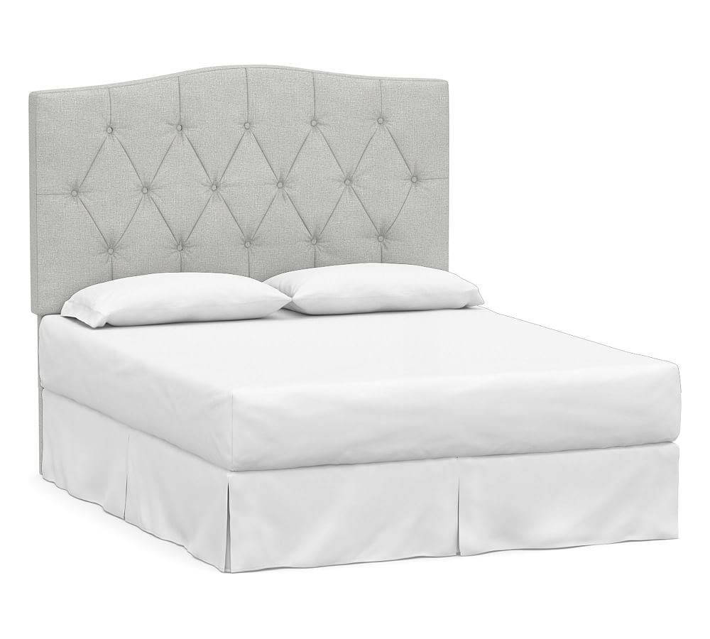 Elliot Curved Upholstered Headboard, California King, Basketweave Slub Ash - Furniture - Beds u0026 Headboards - Pottery Barn