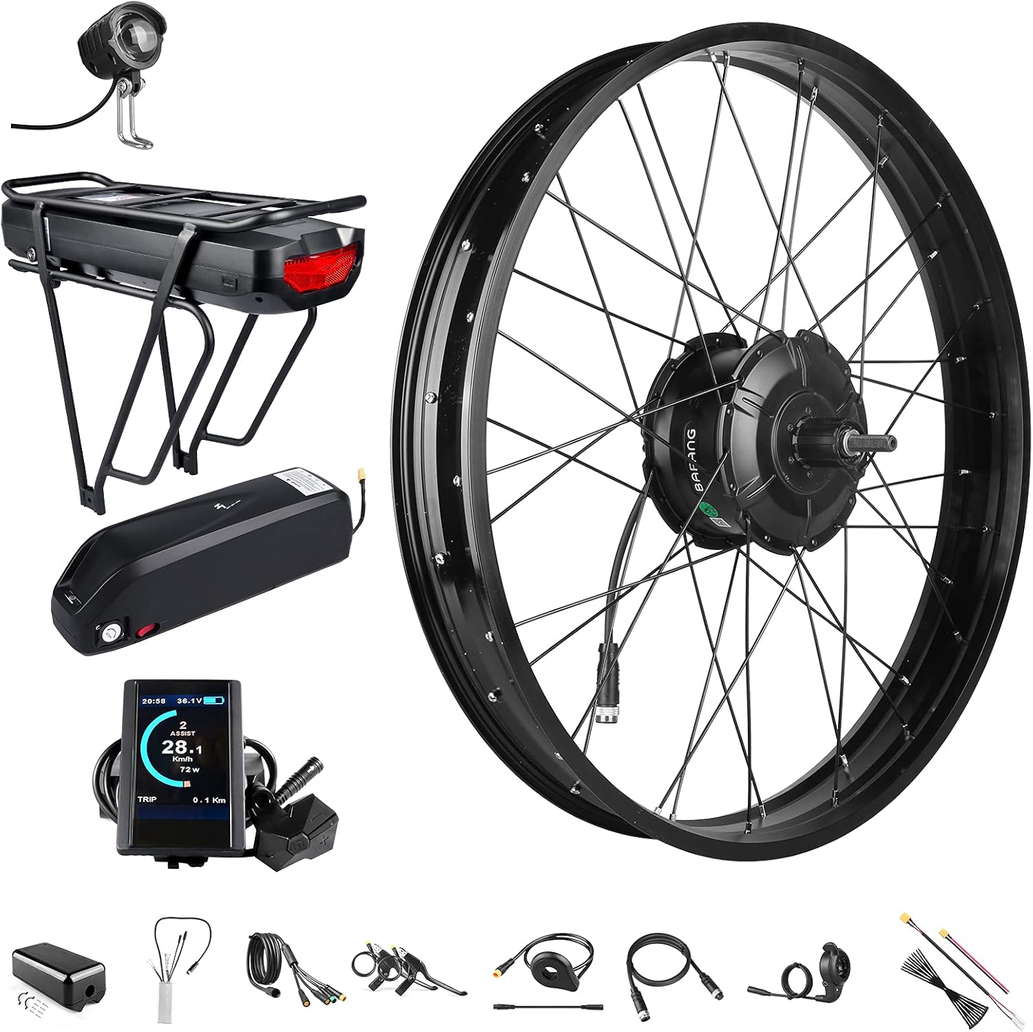 BAFANG 48V 1000W Rear Hub Motor Ebike Conversion Kit for 26 Fat Tire Bikes C39785