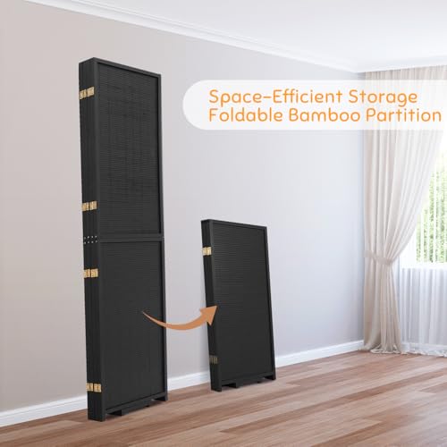 Bamboo Room Divider Folding Privacy Screen 4 Panel Brown R433280