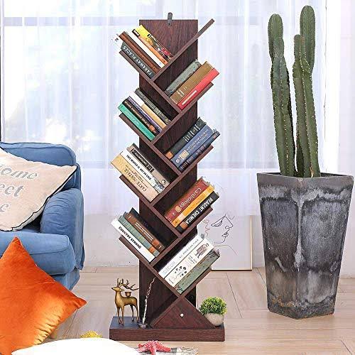 Bathwa Tree Bookshelf, 9-Shelf Wood Bookcase for Living Room Home Office O589440