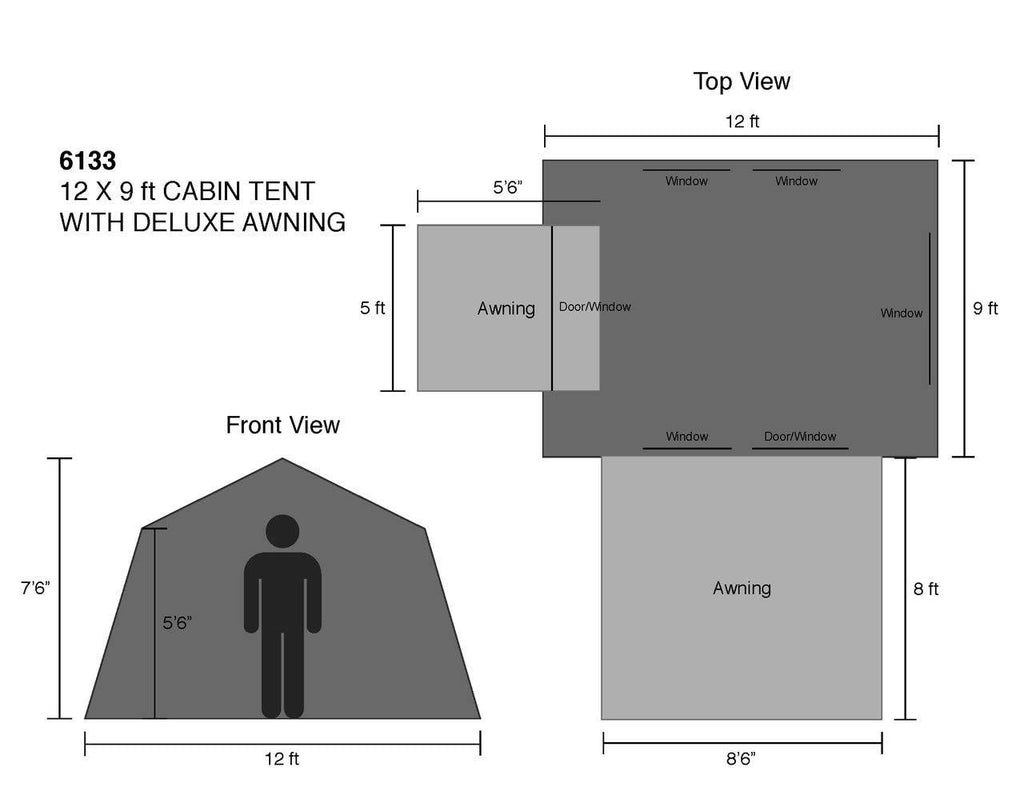 Kodiak Canvas 6-Person Cabin Tent with Deluxe Awning U395853