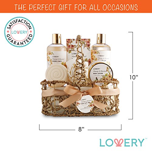 Mothers Day Gift Baskets for Mom Grandma, Spa Honey Almond Bath & Body Set V251764