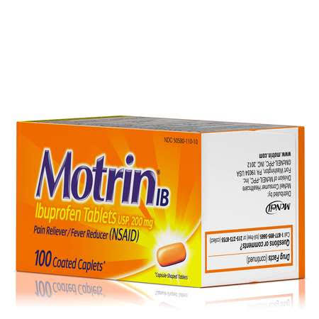Motrin Ibuprofen Caplets 200mg, 100 Count H49793