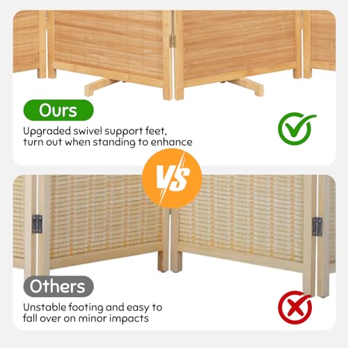 Bamboo Room Divider Folding Privacy Screen 4 Panel Brown R433280